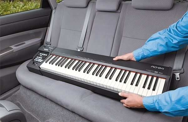 Roland RD-64 Portable Digital Piano, Glamour View in Backseat of Car
