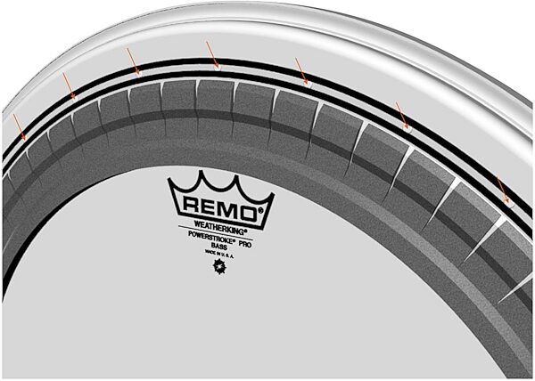 Remo Coated Powerstroke Pro Bass Drumhead, Welds