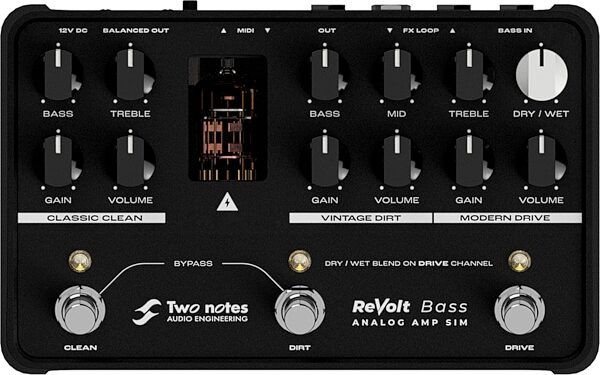 Two Notes ReVolt Bass 3-Channel Analog Amp Simulator Preamp Pedal, New, Action Position Back