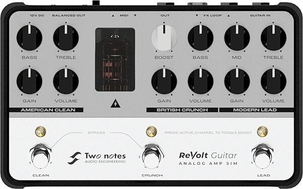 Two Notes ReVolt Guitar 3-Channel Analog Amp Simulator Preamp Pedal, Warehouse Resealed, Action Position Back