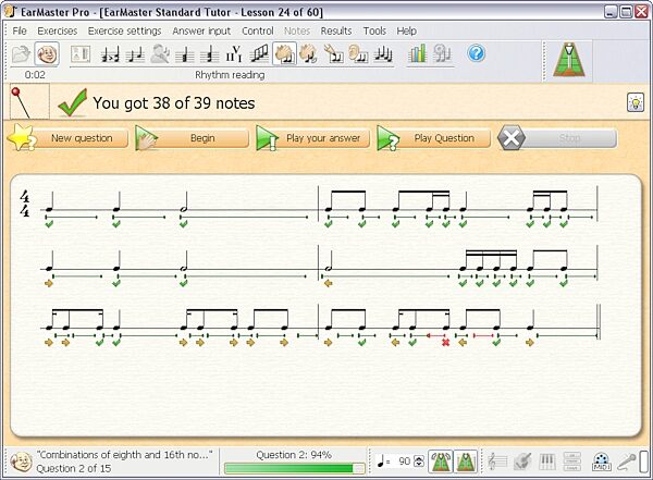 EarMaster Essential Ear Training Software (Mac and Windows), Screenshot - Rhythm Reading