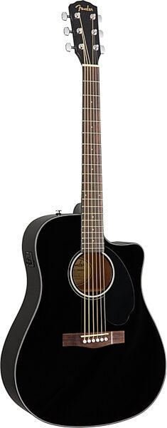 Fender CD-60SCE Solid Top Dreadnought Acoustic-Electric Guitar, Walnut Black, Action Position Back
