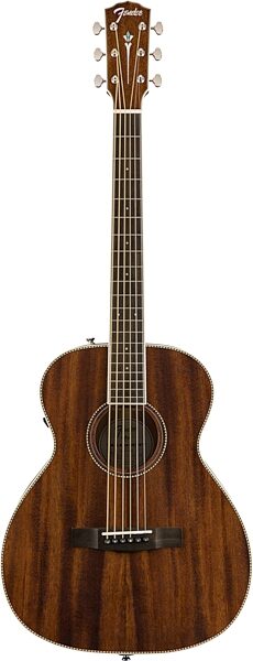 Fender Paramount PM-TE Travel All-Mahogany Acoustic-Electric Guitar (with Case), Action Position Back