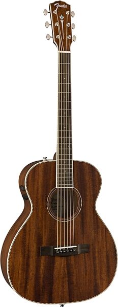 Fender Paramount PM-TE Travel All-Mahogany Acoustic-Electric Guitar (with Case), Action Position Back