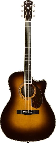 Fender PM-4CE Paramount Auditorium Limited Acoustic-Electric Guitar (with Case), Action Position Back