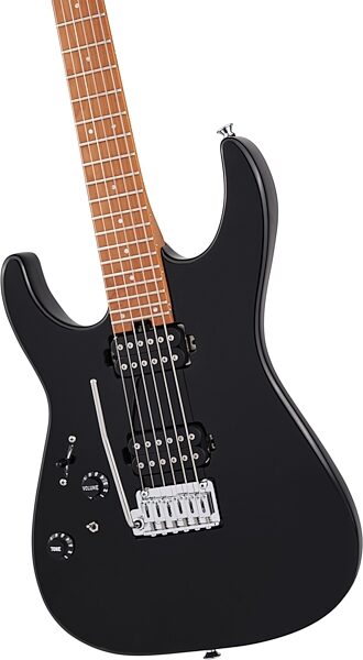 Charvel Pro-Mod DK24 HH 2PT CM Electric Guitar, Left-Handed, Gloss Black, Open Box (Like New), Action Position Back