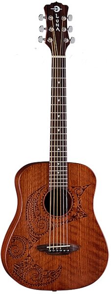 Luna Safari Tattoo Travel Acoustic Guitar (with Gig Bag), Main