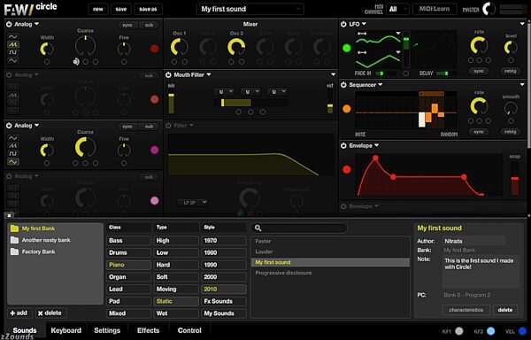 Future Audio Workshop Circle Software Synthesizer (Mac and Windows), Screenshot - Sound Browser