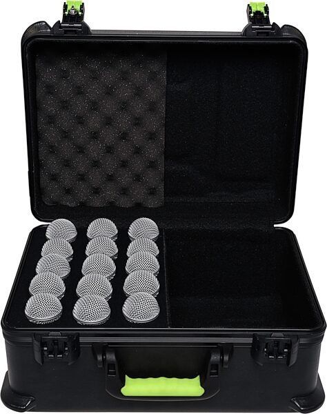 Shure x Gator TSA Molded Microphone Case, Fits 15 Microphones, SH-MICCASE15, Open Full