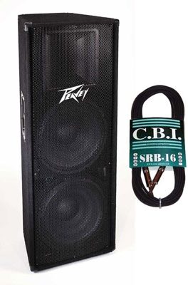 Peavey PV215 Passive Unpowered PA Enclosure (2x15"), With Free CBI Speaker Cable (25 ft.), With Speaker Cable