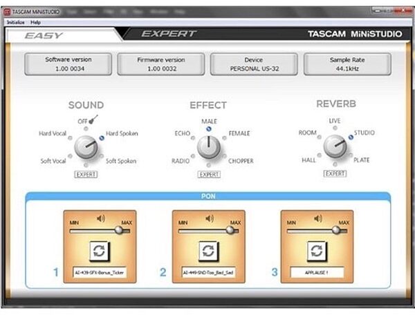 TASCAM US-32 MiniStudio USB Podcasting Interface, Screenshot 2