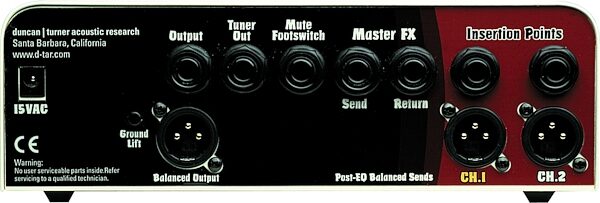 DTAR Solstice Acoustic Guitar Preamp, Rear
