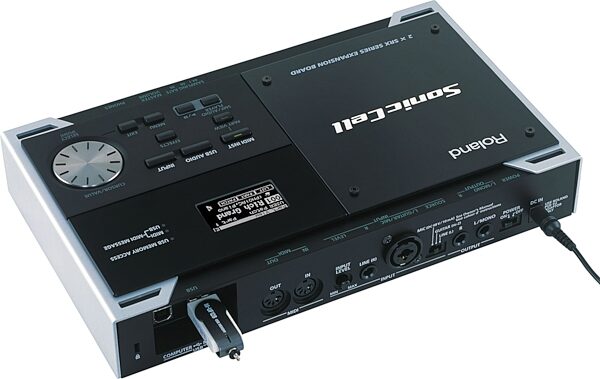 Roland Sonic Cell Synthesizer Module with USB Audio Interface, Back Angle with Optional M-UF128 USB Memory