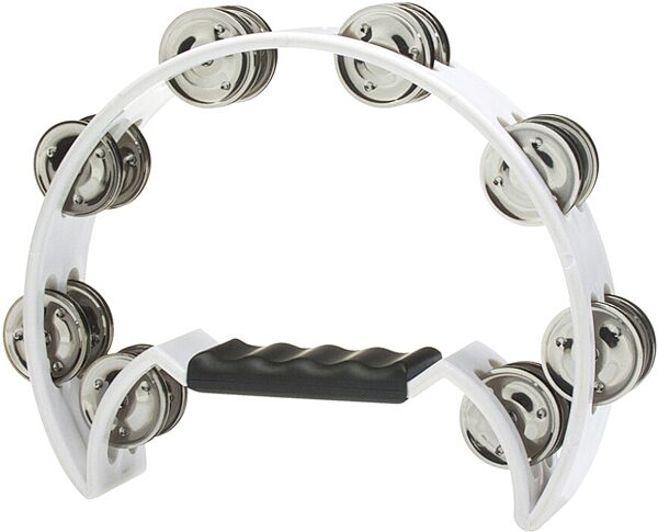 Stagg Half Moon Tambourine, White, Action Position Back