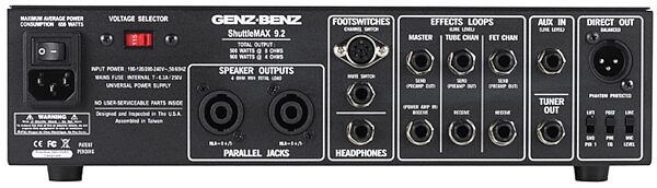 Genz Benz ShuttleMax 9.2 Bass Amplifier Head (900 Watts), Rear