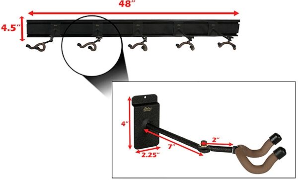 String Swing SW5RL 5 Guitar Wall Hanger, Black, Action Position Back