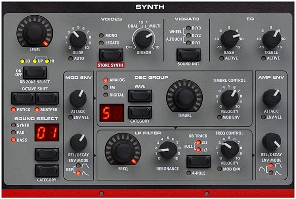 Clavia Nord Stage EX 73 Compact 73-Key Piano, Closeup - Synth Section