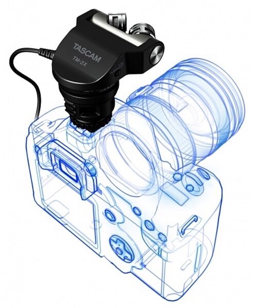 TASCAM TM-2X X-Y Stereo Condenser Microphone for DSLR Cameras, New, Alt