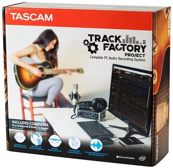 TASCAM TF-2x2 Track Factory Project Recording System: Computer, Audio Interface, Mic + Headphones Bundle, Alt