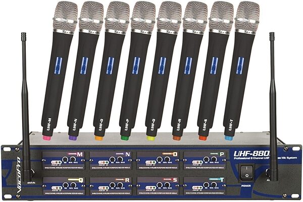 VocoPro UHF-8800 8-Channel UHF Handheld Wireless Microphone System, Main