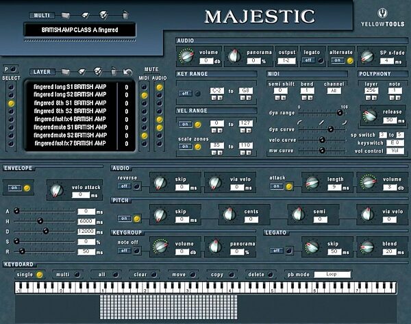 Yellow Tools Majestic Bass Virtual Instrument (Macintosh and Windows), Main