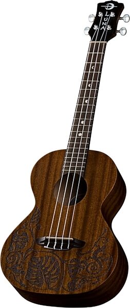 Luna Mahogany Tenor Ukulele Package (with Gig Bag), Angled Front