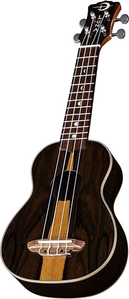 Luna Soprano Ziricote Ukulele (with Gig Bag), Angled with head Front