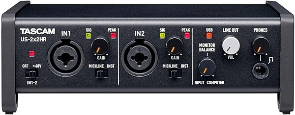 TASCAM US-2X2HR 2x2 USB Audio Interface, New, Front