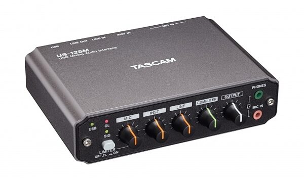 TASCAM US-125M USB Mixing Audio Interface, Angle