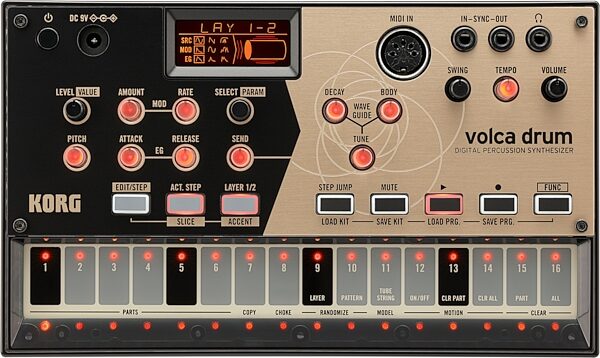 Korg Volca Drum Modeling Drum Synthesizer, New, Action Position Back