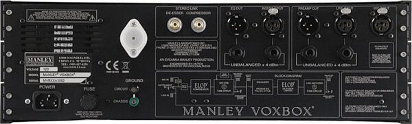 Manley VOXBOX Channel Strip Mic Pre EQ Compressor and Limiter, Back