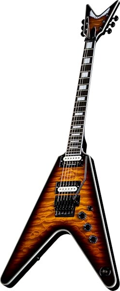 Dean V Select Quilt Top FR Electric Guitar, Angled Front