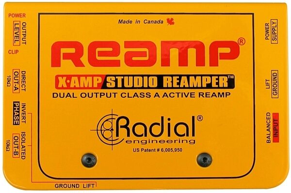 Radial X-Amp Studio Reamper Active Re-Amplifier, With J48, X-Amp, Case and Power Supply, Top