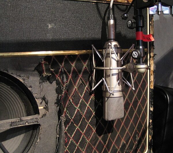 Neumann U87Ai Large-Diaphragm Condenser Microphone with Shock Mount, Case and Cable, Nickel, In Use