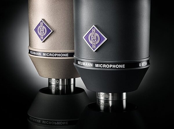 Neumann U87Ai Large-Diaphragm Condenser Microphone with Shock Mount, Case and Cable, Nickel, Logo