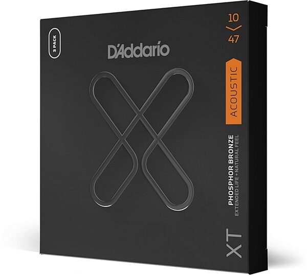 D'Addario XT Phosphor Bronze Acoustic Guitar Strings, 10-47, 3 Pack, main
