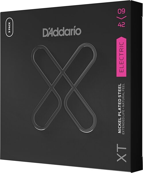 D'Addario XTE XT Electric Guitar Strings, 9-42, 3 Pack, Action Position Back