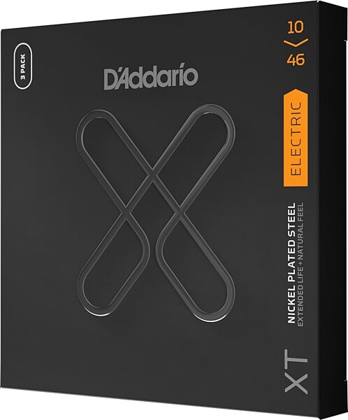 D'Addario XTE XT Electric Guitar Strings, 10-46, 3 Pack, Action Position Back