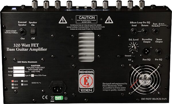 Nemesis by Eden RS410 RS Series Bass Combo Amplifier (320 Watts, 4x10 in.), Rear