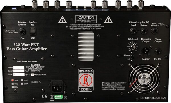 Nemesis by Eden RS115 RS Series Bass Combo Amplifier (320 Watts, 1x15 in.), Rear