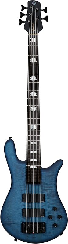 Spector Euro5 LX Electric Bass, 5-String (with Gig Bag), Black and Blue Matte, Serial Number 21NB19081, Full Straight Front