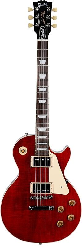 Gibson Les Paul Standard 50s Custom Color Electric Guitar, Figured Top (with Case), Cherry, Serial Number 222830060, Full Straight Front