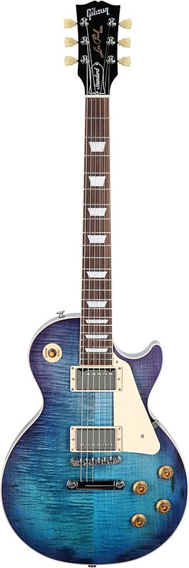 Gibson Les Paul Standard 50s Custom Color Electric Guitar, Figured Top (with Case), Blueberry Burst, Serial Number 223630380, Full Straight Front
