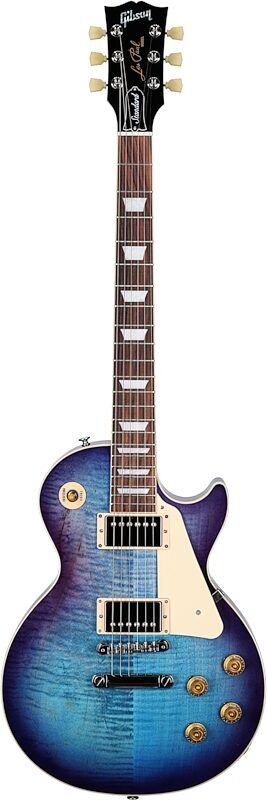 Gibson Les Paul Standard 50s Custom Color Electric Guitar, Figured Top (with Case), Blueberry Burst, Serial Number 222030081, Full Straight Front