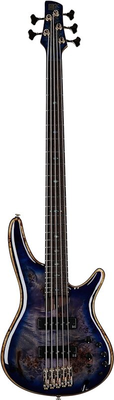 Ibanez SR2605 Premium Electric Bass, 5-String (with Gig Bag), Cerulean Blue Burst, Serial Number 240300081, Full Straight Front