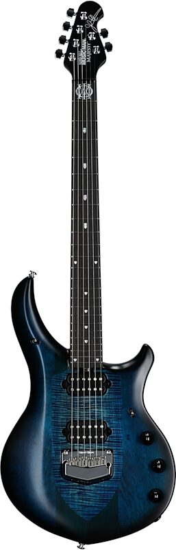 Ernie Ball Music Man Majesty 6 Electric Guitar (with Mono Gig Bag), Blue Silk, Serial Number M016889, Full Straight Front