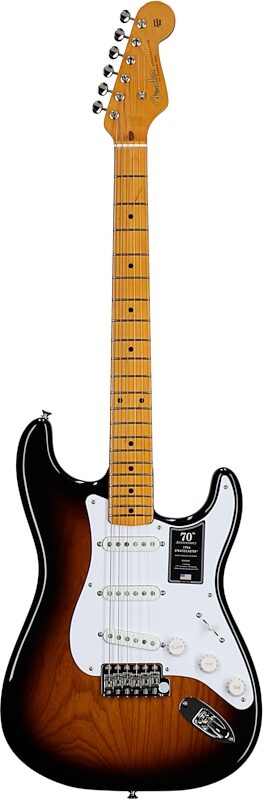 Fender 70th Anniversary American Vintage II 1954 Stratocaster Electric Guitar (with Case), 2-Color Sunburst, Serial Number V703696, Full Straight Front