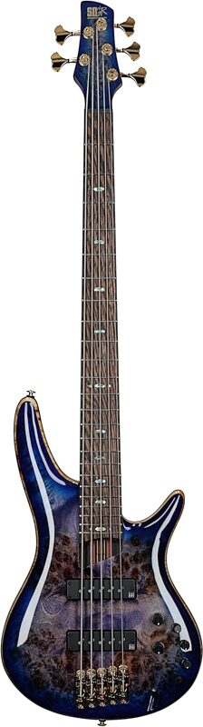 Ibanez SR2605 Premium Electric Bass, 5-String (with Gig Bag), Cerulean Blue Burst, Serial Number 240608607, Full Straight Front