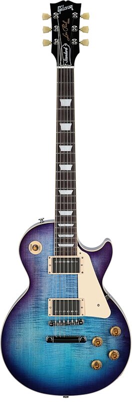 Gibson Les Paul Standard 50s Custom Color Electric Guitar, Figured Top (with Case), Blueberry Burst, Serial Number 224830310, Full Straight Front