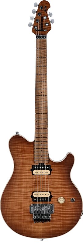 Ernie Ball Music Man Axis Electric Guitar (with Mono Gig Bag), Honey Pot Flame, with Mono Bag, Serial Number H08424, Full Straight Front